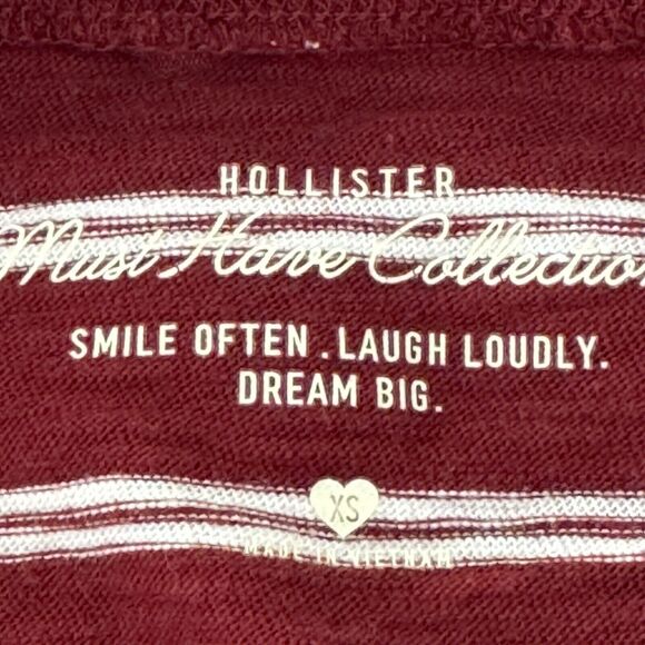 Hollister X-Small Cropped Tee-Shirt Top Striped Crew Neck Long Sleeve Oversized - Picture 8 of 9